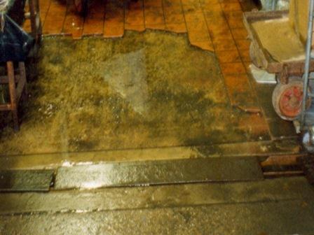Damaged flooring paving